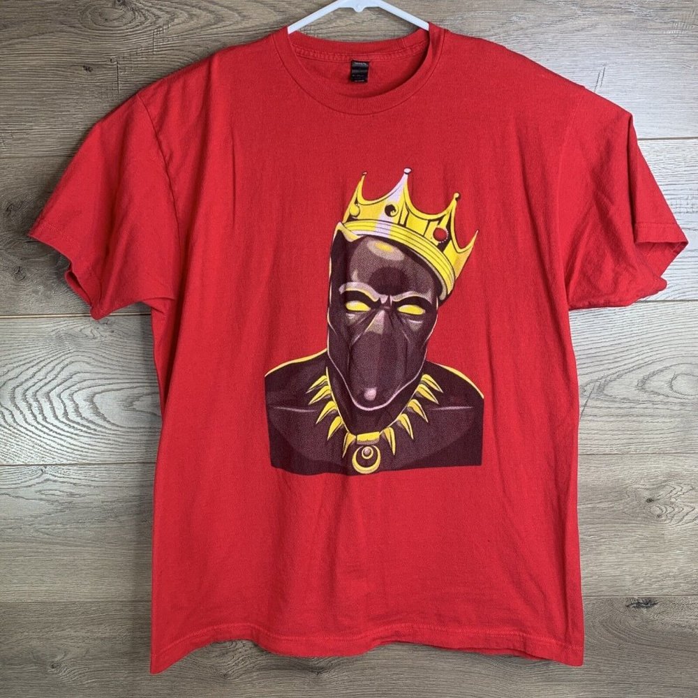 Notorious T'-Cha-Lla Black Panther Notorious BIG Mashup Red Graphic Tee XL - Picture 2 of 6